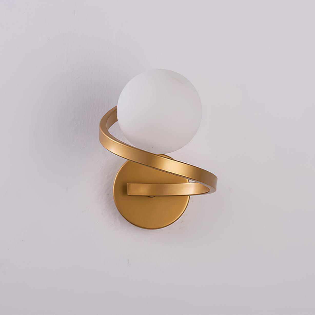 Modern Curved Brass Wall Sconce with White Glass Globe Shade Indoor Lighting Fixture G9 Base