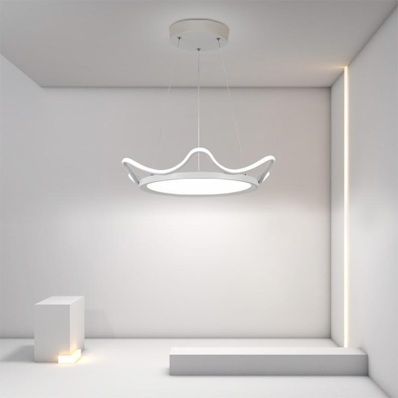 Modern Curved Circular LED Ceiling Light Aluminum Pendant Fixture for Kids Bedroom and Living Room