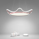 Modern Curved Circular LED Ceiling Light Aluminum Pendant Fixture for Kids Bedroom and Living Room
