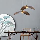 Modern Curved Fraxinus Wood Pendant Light Walnut Finish Scandinavian Hanging Lamp