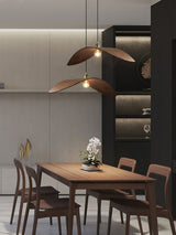 Modern Curved Fraxinus Wood Pendant Light Walnut Finish Scandinavian Hanging Lamp