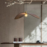 Modern Curved Fraxinus Wood Pendant Light Walnut Finish Scandinavian Hanging Lamp