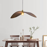 Modern Curved Fraxinus Wood Pendant Light Walnut Finish Scandinavian Hanging Lamp