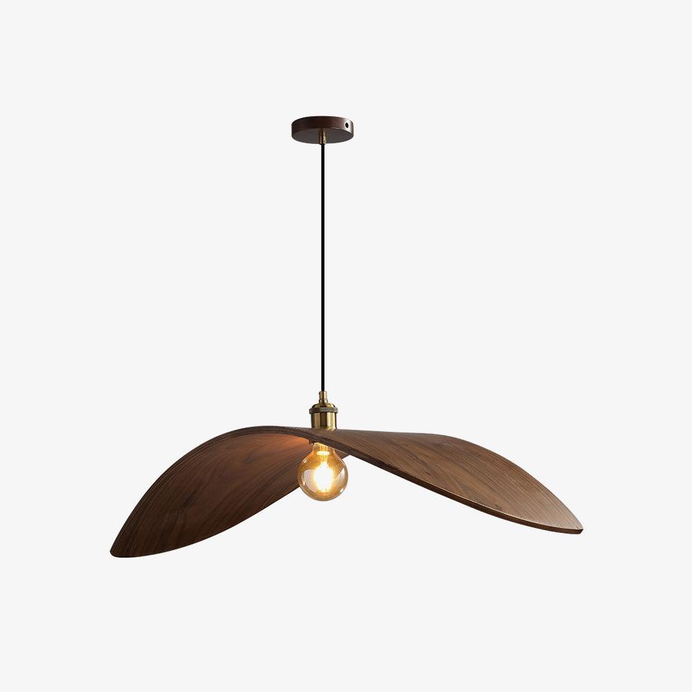 Modern Curved Fraxinus Wood Pendant Light Walnut Finish Scandinavian Hanging Lamp