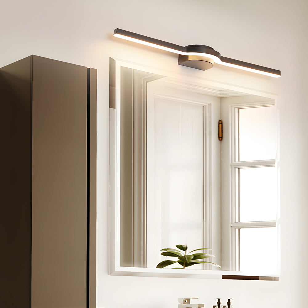 Modern Curved LED Bathroom Vanity Light with 3 Color Dimming Settings for Mirror Wall Mount