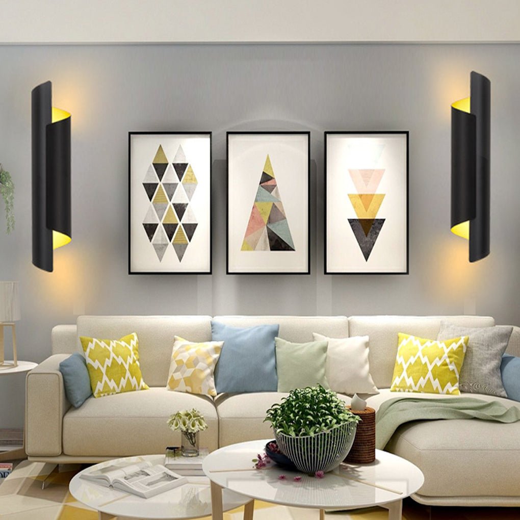 Modern Curved LED Metal Wall Sconce Nordic Black and Gold Iron Lighting for Bedroom and Living Room