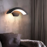 Modern Curved LED Outdoor Wall Sconce Waterproof Aluminum Porch Downlight Fixture