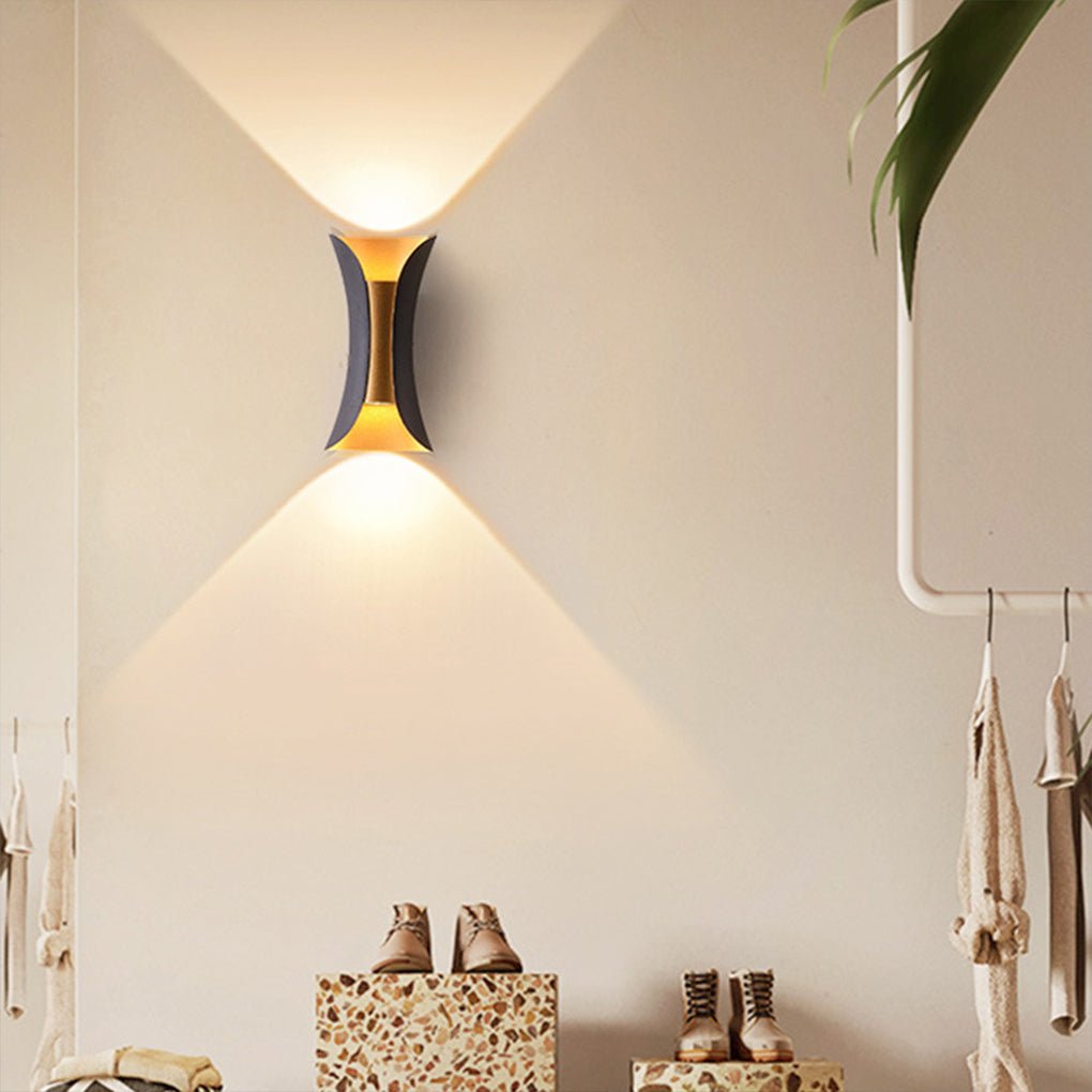 Modern Curved LED Outdoor Wall Sconce Waterproof Up and Down Porch Light Fixture