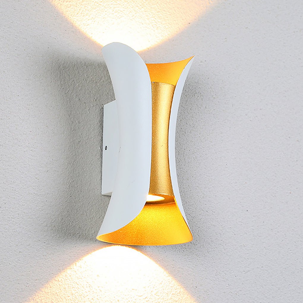 Modern Curved LED Outdoor Wall Sconce Waterproof Up and Down Porch Light Fixture