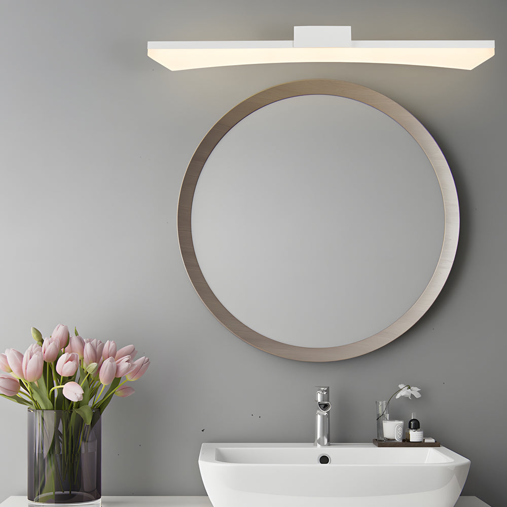 Modern Curved LED Vanity Light Bar Slim Bathroom Wall Sconce Fixture Matte Black or White Finish