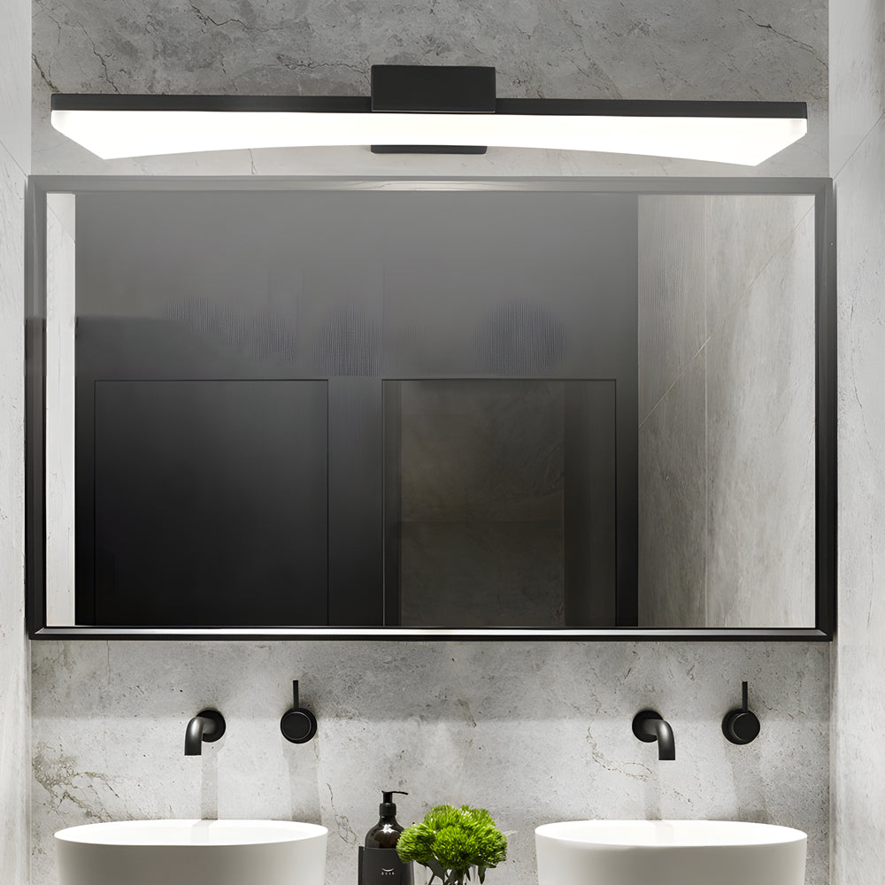 Modern Curved LED Vanity Light Bar Slim Bathroom Wall Sconce Fixture Matte Black or White Finish