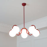 Modern Curved Linear Glass Globe Chandelier for Kitchen Island and Dining Room Lighting
