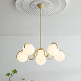 Modern Curved Linear Glass Globe Chandelier for Kitchen Island and Dining Room Lighting