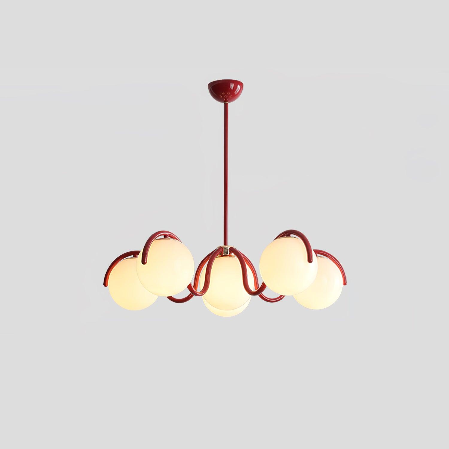 Modern Curved Linear Glass Globe Chandelier for Kitchen Island and Dining Room Lighting