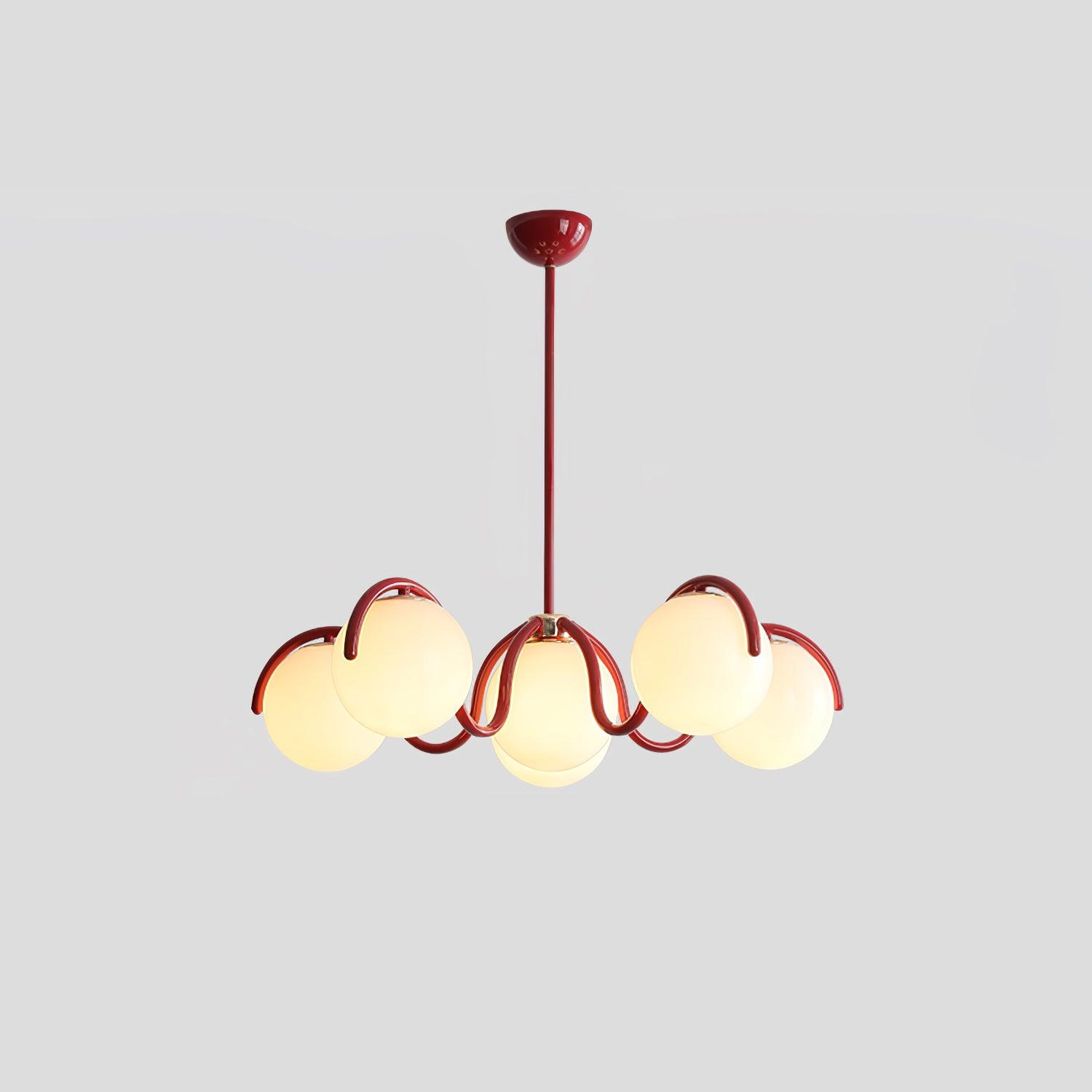 Modern Curved Linear Glass Globe Chandelier for Kitchen Island and Dining Room Lighting