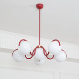 Modern Curved Linear Glass Globe Chandelier for Kitchen Island and Dining Room Lighting