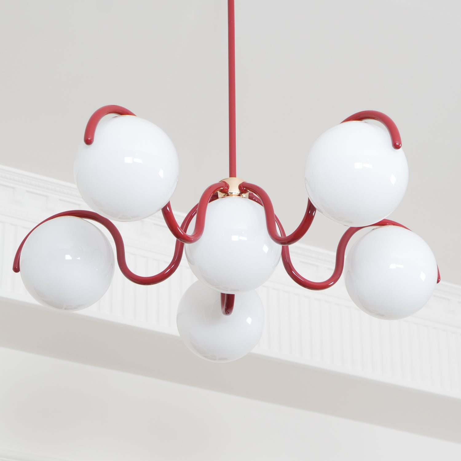 Modern Curved Linear Glass Globe Chandelier for Kitchen Island and Dining Room Lighting