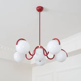 Modern Curved Linear Glass Globe Chandelier for Kitchen Island and Dining Room Lighting