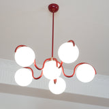 Modern Curved Linear Glass Globe Chandelier for Kitchen Island and Dining Room Lighting