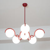 Modern Curved Linear Glass Globe Chandelier for Kitchen Island and Dining Room Lighting