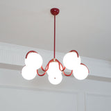 Modern Curved Linear Glass Globe Chandelier for Kitchen Island and Dining Room Lighting