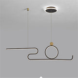 Modern Curved Linear LED Pendant Light Circle Hanging Lamp for Kitchen Island Dining Room Black Gold