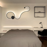 Modern Curved Linear LED Wall Sconce Black Metal Long Strip Decorative Wall Lamp