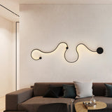 Modern Curved Linear LED Wall Sconce Black Metal Long Strip Decorative Wall Lamp