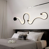 Modern Curved Linear LED Wall Sconce Black Metal Long Strip Decorative Wall Lamp