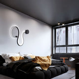 Modern Curved Linear LED Wall Sconce Black Metal Long Strip Decorative Wall Lamp