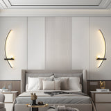Modern Curved Strip LED Wall Sconce 3 Step Color Dimming Black Indoor Lighting Fixture
