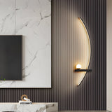 Modern Curved Strip LED Wall Sconce 3 Step Color Dimming Black Indoor Lighting Fixture