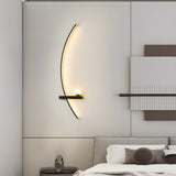 Modern Curved Strip LED Wall Sconce 3 Step Color Dimming Black Indoor Lighting Fixture