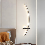 Modern Curved Strip LED Wall Sconce 3 Step Color Dimming Black Indoor Lighting Fixture