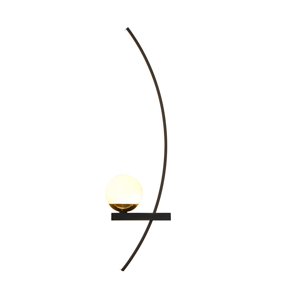 Modern Curved Strip LED Wall Sconce 3 Step Color Dimming Black Indoor Lighting Fixture