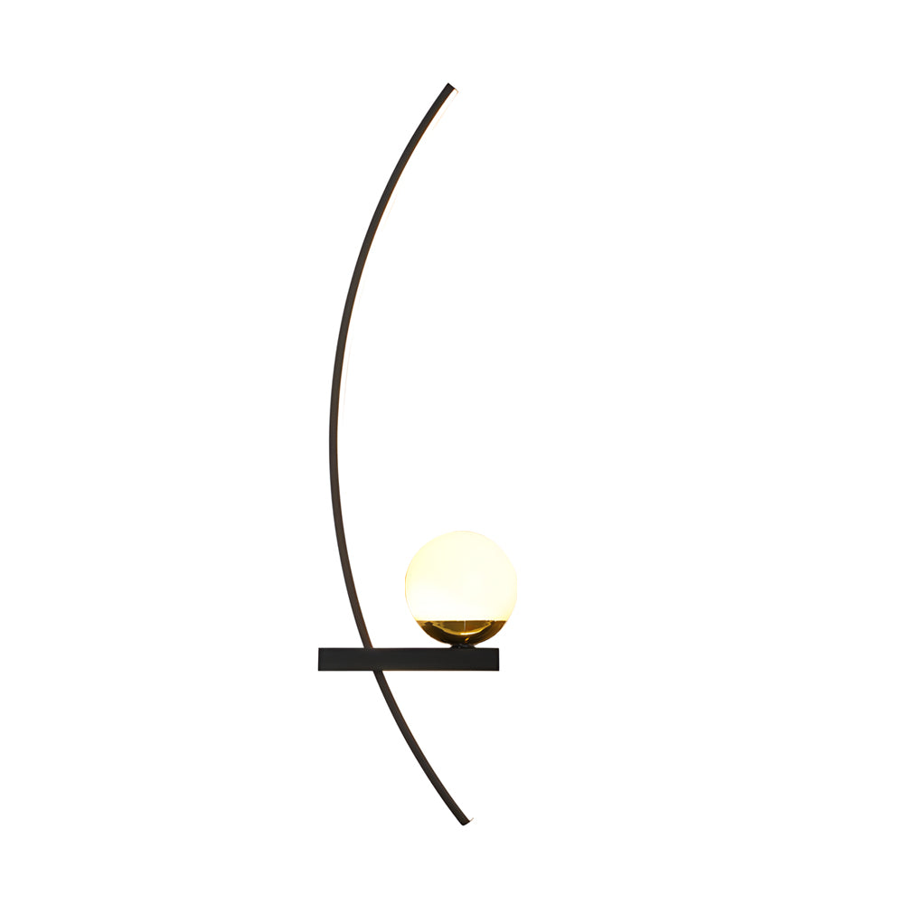 Modern Curved Strip LED Wall Sconce 3 Step Color Dimming Black Indoor Lighting Fixture