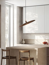 Modern Curved Wooden Paddle Boat LED Chandelier Minimalist Pendant Light Fixture