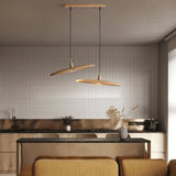 Modern Curved Wooden Paddle Boat LED Chandelier Minimalist Pendant Light Fixture
