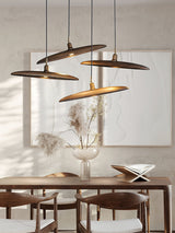 Modern Curved Wooden Paddle Boat LED Chandelier Minimalist Pendant Light Fixture
