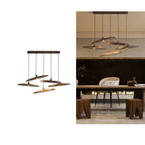 Modern Curved Wooden Paddle Boat LED Chandelier Minimalist Pendant Light Fixture