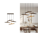 Modern Curved Wooden Paddle Boat LED Chandelier Minimalist Pendant Light Fixture