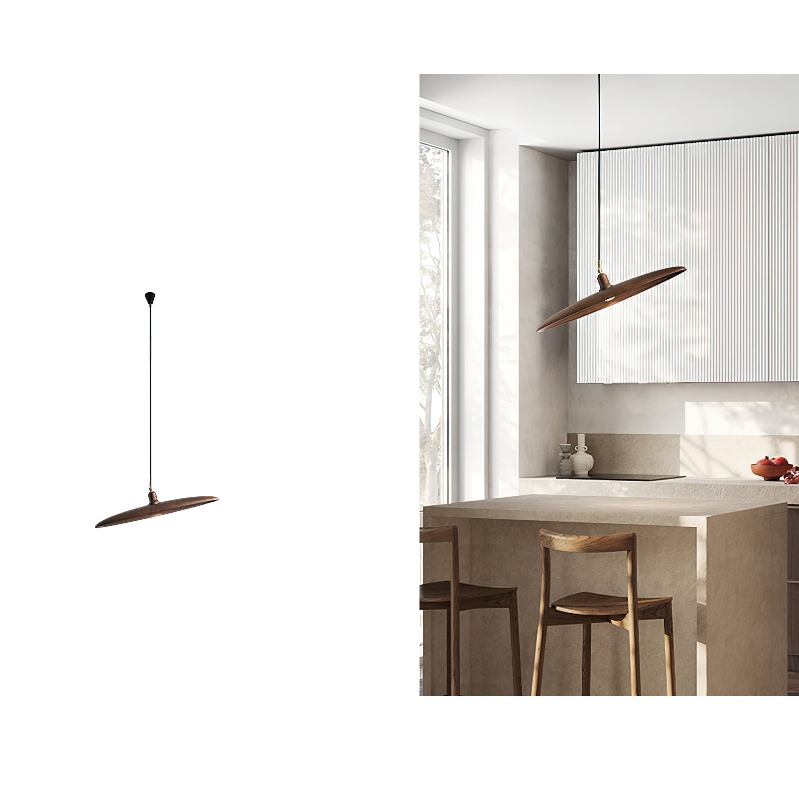 Modern Curved Wooden Paddle Boat LED Chandelier Minimalist Pendant Light Fixture