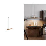Modern Curved Wooden Paddle Boat LED Chandelier Minimalist Pendant Light Fixture