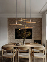Modern Curved Wooden Paddle Boat LED Chandelier Minimalist Pendant Light Fixture