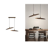 Modern Curved Wooden Paddle Boat LED Chandelier Minimalist Pendant Light Fixture