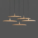 Modern Curved Wooden Paddle Boat LED Chandelier Minimalist Pendant Light Fixture
