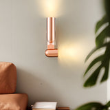 Modern Cylinder Adjustable Iron Wall Sconce for Bedroom and Living Room in Gray and Red Copper