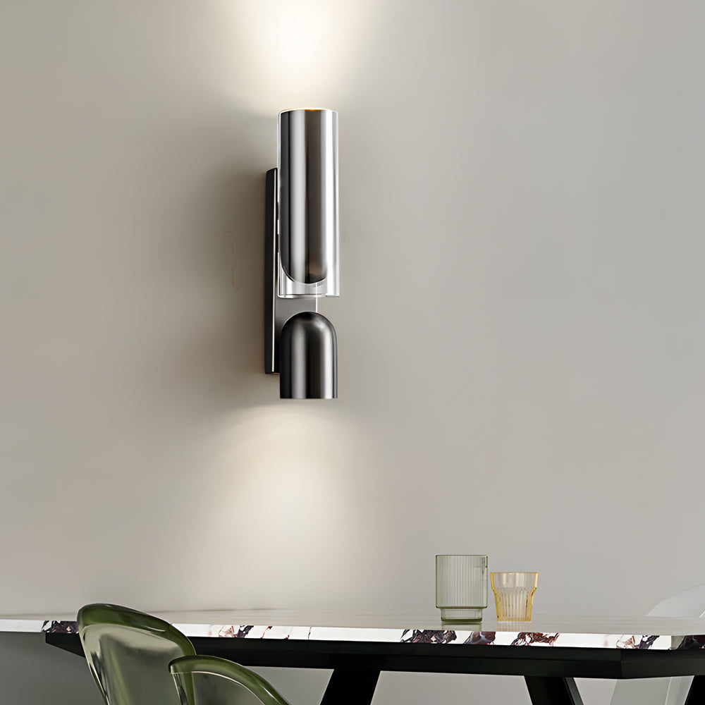 Modern Cylinder Adjustable Iron Wall Sconce for Bedroom and Living Room in Gray and Red Copper