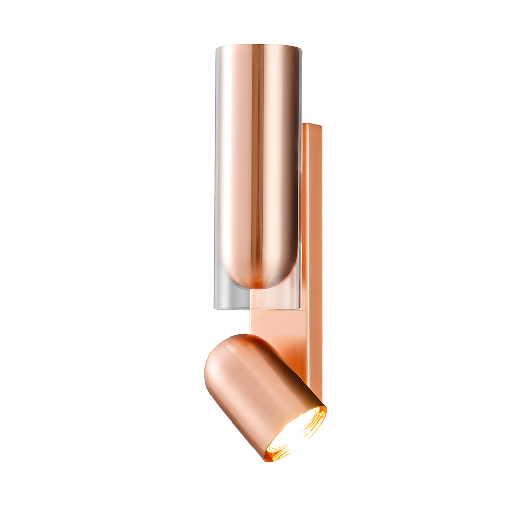Modern Cylinder Adjustable Iron Wall Sconce for Bedroom and Living Room in Gray and Red Copper