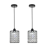 Modern Cylinder Crystal Pendant Lights Set of 2 Nordic Style Hanging Lamps for Dining Room
